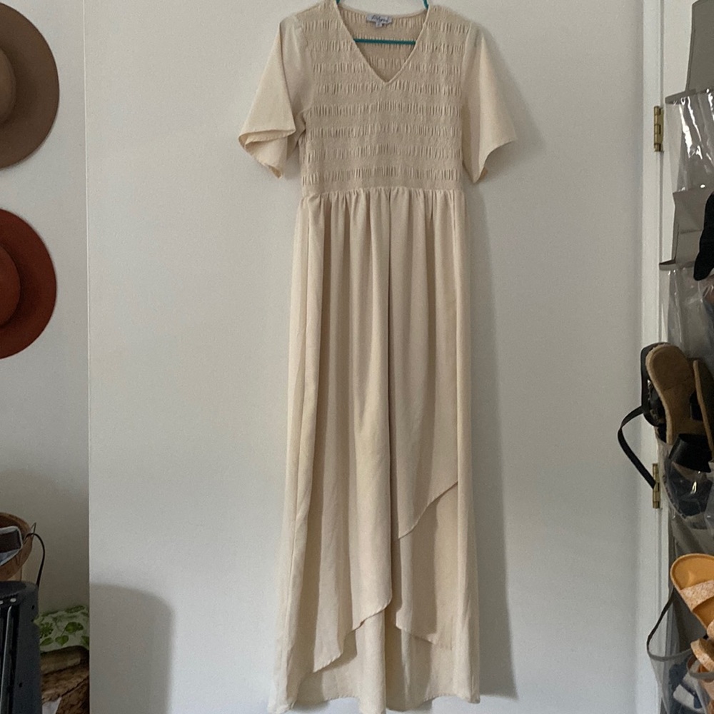 Smocked cream dress